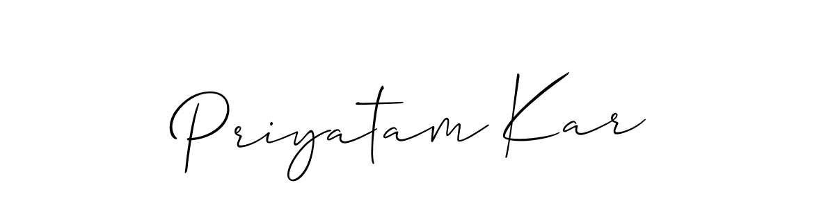 How to make Priyatam Kar name signature. Use Allison_Script style for creating short signs online. This is the latest handwritten sign. Priyatam Kar signature style 2 images and pictures png