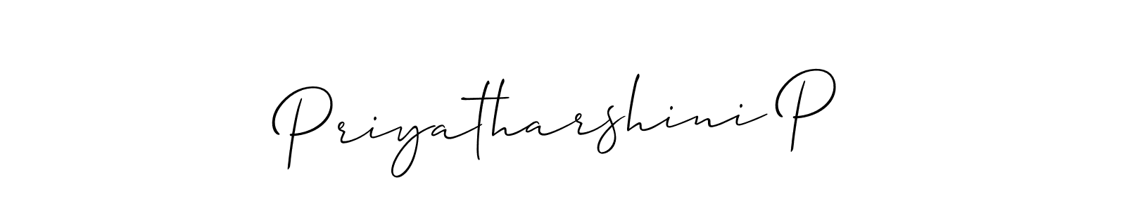 Design your own signature with our free online signature maker. With this signature software, you can create a handwritten (Allison_Script) signature for name Priyatharshini P. Priyatharshini P signature style 2 images and pictures png