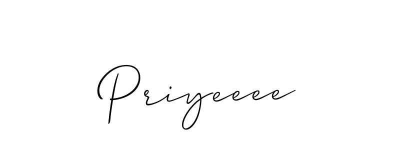 It looks lik you need a new signature style for name Priyeeee. Design unique handwritten (Allison_Script) signature with our free signature maker in just a few clicks. Priyeeee signature style 2 images and pictures png