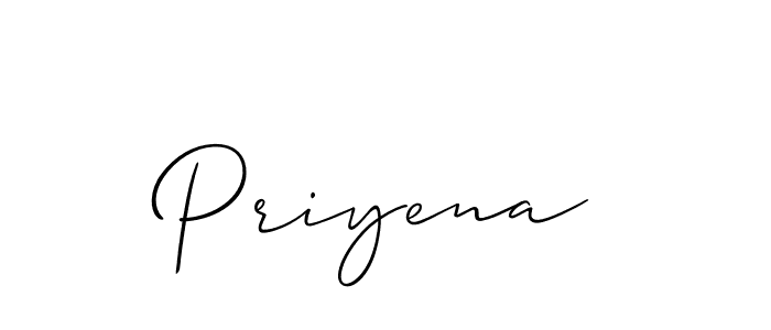 Make a beautiful signature design for name Priyena. With this signature (Allison_Script) style, you can create a handwritten signature for free. Priyena signature style 2 images and pictures png