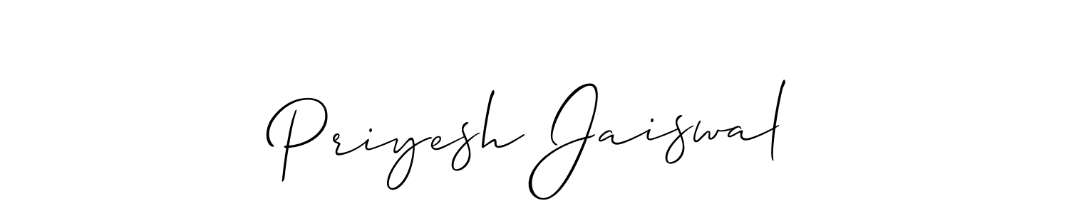 Allison_Script is a professional signature style that is perfect for those who want to add a touch of class to their signature. It is also a great choice for those who want to make their signature more unique. Get Priyesh Jaiswal name to fancy signature for free. Priyesh Jaiswal signature style 2 images and pictures png