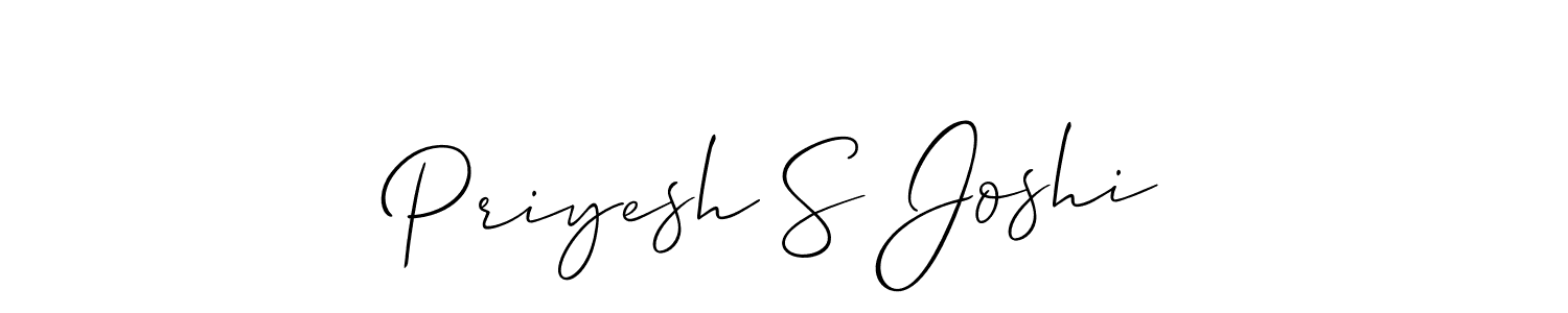 Make a beautiful signature design for name Priyesh S Joshi. With this signature (Allison_Script) style, you can create a handwritten signature for free. Priyesh S Joshi signature style 2 images and pictures png