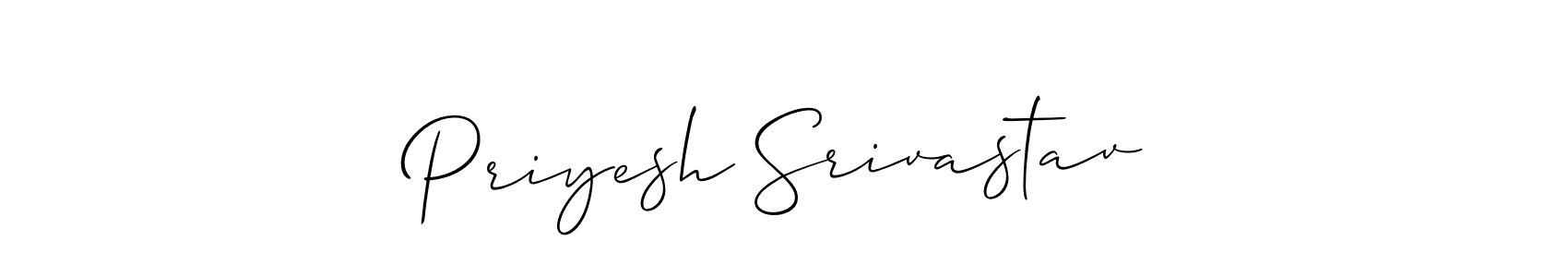 How to make Priyesh Srivastav name signature. Use Allison_Script style for creating short signs online. This is the latest handwritten sign. Priyesh Srivastav signature style 2 images and pictures png