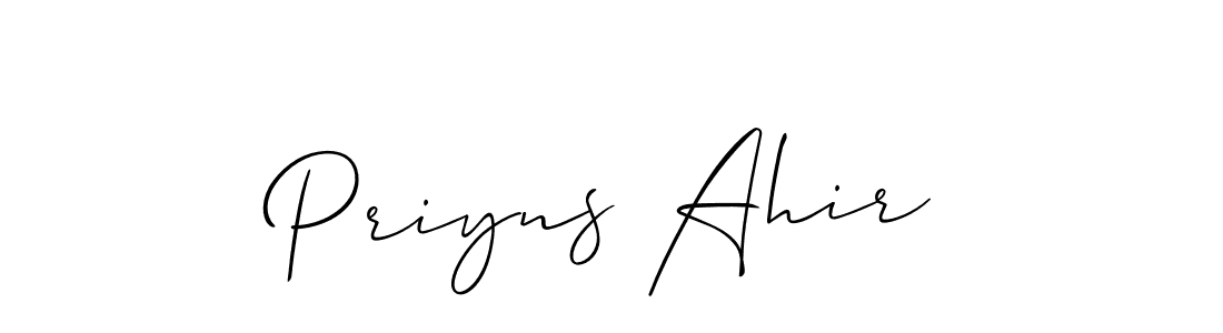 How to make Priyns Ahir signature? Allison_Script is a professional autograph style. Create handwritten signature for Priyns Ahir name. Priyns Ahir signature style 2 images and pictures png