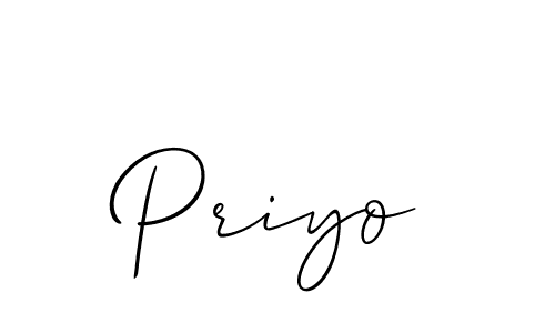 Create a beautiful signature design for name Priyo. With this signature (Allison_Script) fonts, you can make a handwritten signature for free. Priyo signature style 2 images and pictures png