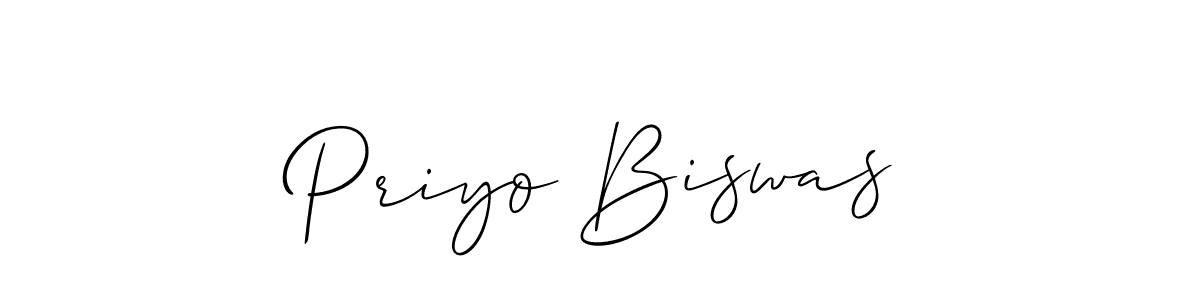Use a signature maker to create a handwritten signature online. With this signature software, you can design (Allison_Script) your own signature for name Priyo Biswas. Priyo Biswas signature style 2 images and pictures png