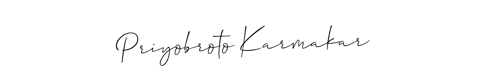 You should practise on your own different ways (Allison_Script) to write your name (Priyobroto Karmakar) in signature. don't let someone else do it for you. Priyobroto Karmakar signature style 2 images and pictures png