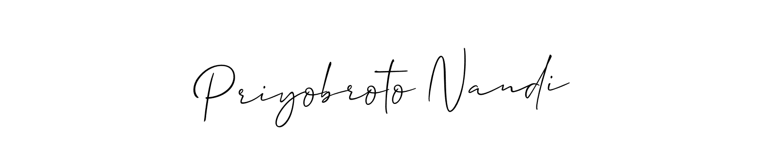 You should practise on your own different ways (Allison_Script) to write your name (Priyobroto Nandi) in signature. don't let someone else do it for you. Priyobroto Nandi signature style 2 images and pictures png