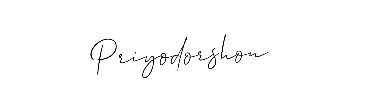 Create a beautiful signature design for name Priyodorshon. With this signature (Allison_Script) fonts, you can make a handwritten signature for free. Priyodorshon signature style 2 images and pictures png