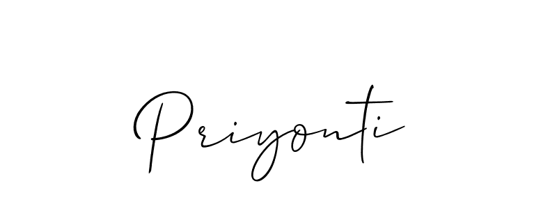 Use a signature maker to create a handwritten signature online. With this signature software, you can design (Allison_Script) your own signature for name Priyonti. Priyonti signature style 2 images and pictures png