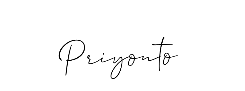 It looks lik you need a new signature style for name Priyonto. Design unique handwritten (Allison_Script) signature with our free signature maker in just a few clicks. Priyonto signature style 2 images and pictures png