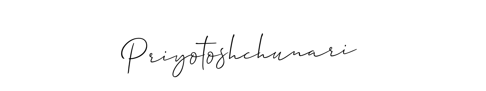 Make a beautiful signature design for name Priyotoshchunari. With this signature (Allison_Script) style, you can create a handwritten signature for free. Priyotoshchunari signature style 2 images and pictures png