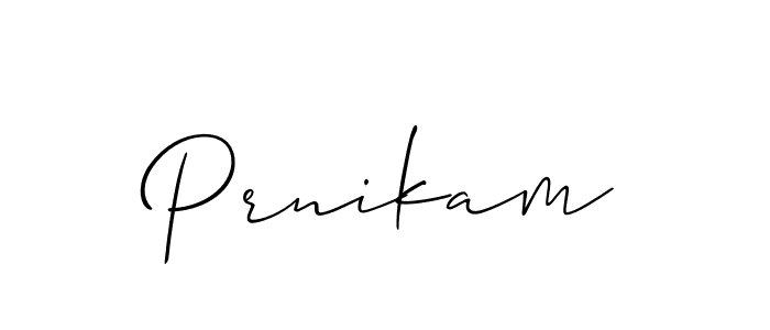 The best way (Allison_Script) to make a short signature is to pick only two or three words in your name. The name Prnikam include a total of six letters. For converting this name. Prnikam signature style 2 images and pictures png