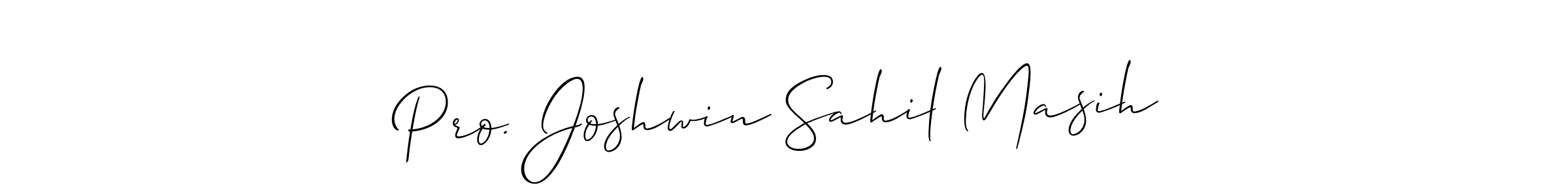 How to make Pro. Joshwin Sahil Masih name signature. Use Allison_Script style for creating short signs online. This is the latest handwritten sign. Pro. Joshwin Sahil Masih signature style 2 images and pictures png