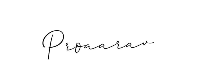 Make a beautiful signature design for name Proaarav. With this signature (Allison_Script) style, you can create a handwritten signature for free. Proaarav signature style 2 images and pictures png