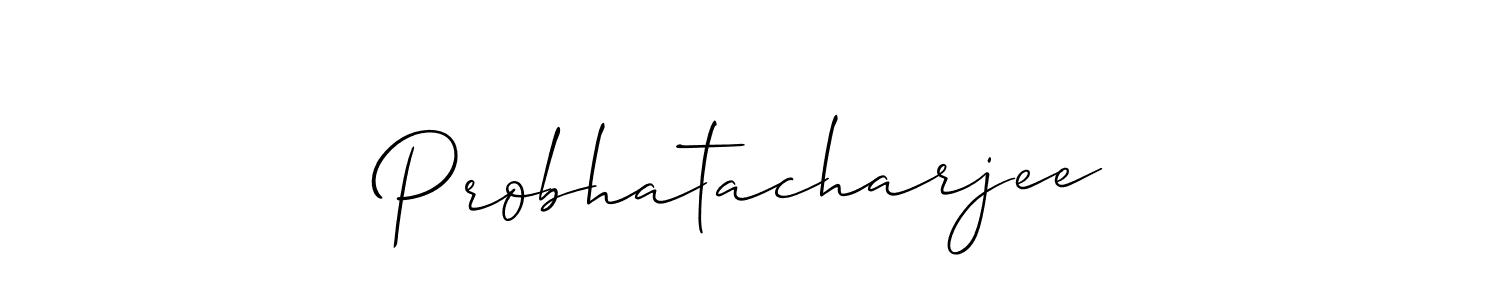 The best way (Allison_Script) to make a short signature is to pick only two or three words in your name. The name Probhatacharjee include a total of six letters. For converting this name. Probhatacharjee signature style 2 images and pictures png