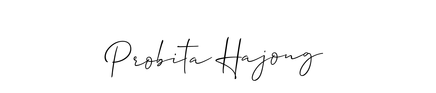 Make a short Probita Hajong signature style. Manage your documents anywhere anytime using Allison_Script. Create and add eSignatures, submit forms, share and send files easily. Probita Hajong signature style 2 images and pictures png