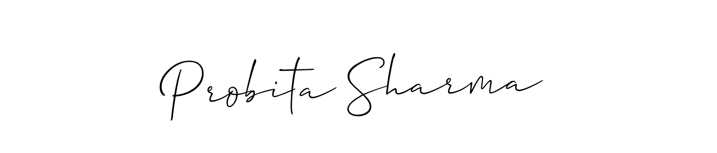 Design your own signature with our free online signature maker. With this signature software, you can create a handwritten (Allison_Script) signature for name Probita Sharma. Probita Sharma signature style 2 images and pictures png