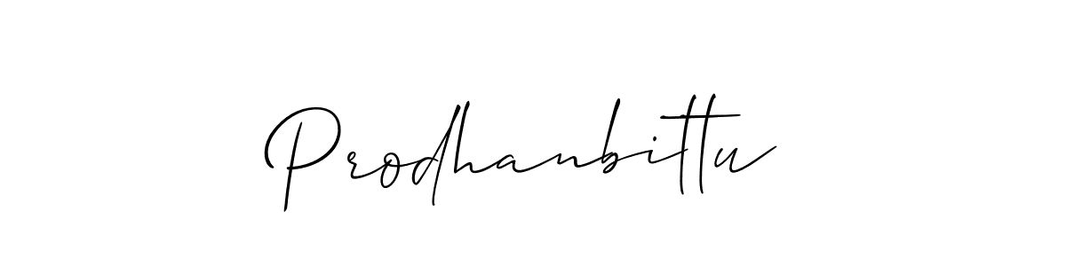 Allison_Script is a professional signature style that is perfect for those who want to add a touch of class to their signature. It is also a great choice for those who want to make their signature more unique. Get Prodhanbittu name to fancy signature for free. Prodhanbittu signature style 2 images and pictures png