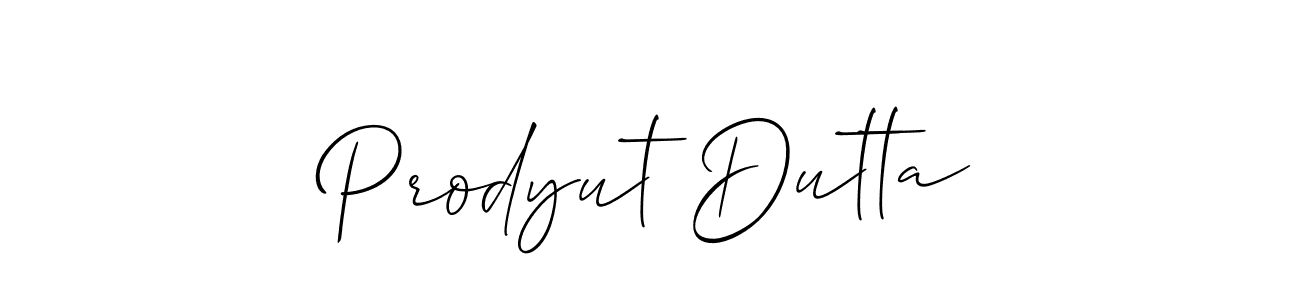 How to make Prodyut Dutta name signature. Use Allison_Script style for creating short signs online. This is the latest handwritten sign. Prodyut Dutta signature style 2 images and pictures png