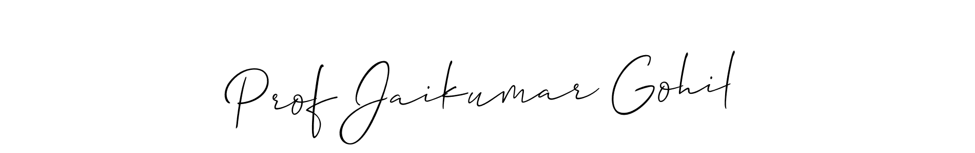 if you are searching for the best signature style for your name Prof Jaikumar Gohil. so please give up your signature search. here we have designed multiple signature styles  using Allison_Script. Prof Jaikumar Gohil signature style 2 images and pictures png