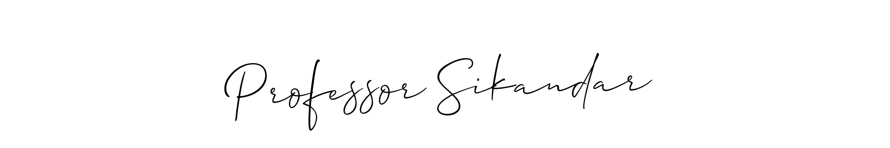 Make a beautiful signature design for name Professor Sikandar. With this signature (Allison_Script) style, you can create a handwritten signature for free. Professor Sikandar signature style 2 images and pictures png