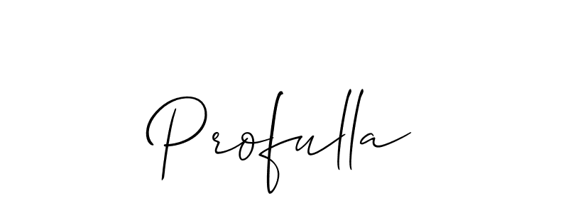 Allison_Script is a professional signature style that is perfect for those who want to add a touch of class to their signature. It is also a great choice for those who want to make their signature more unique. Get Profulla name to fancy signature for free. Profulla signature style 2 images and pictures png