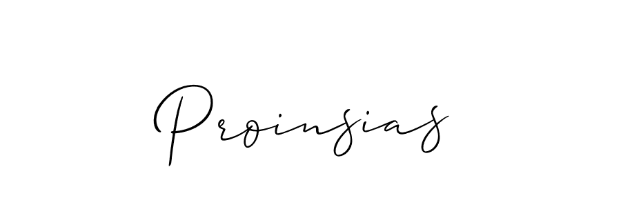 Use a signature maker to create a handwritten signature online. With this signature software, you can design (Allison_Script) your own signature for name Proinsias. Proinsias signature style 2 images and pictures png