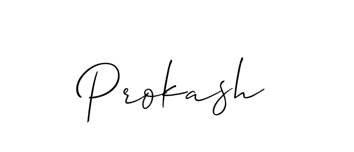 How to Draw Prokash signature style? Allison_Script is a latest design signature styles for name Prokash. Prokash signature style 2 images and pictures png