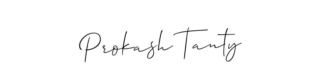 Design your own signature with our free online signature maker. With this signature software, you can create a handwritten (Allison_Script) signature for name Prokash Tanty. Prokash Tanty signature style 2 images and pictures png