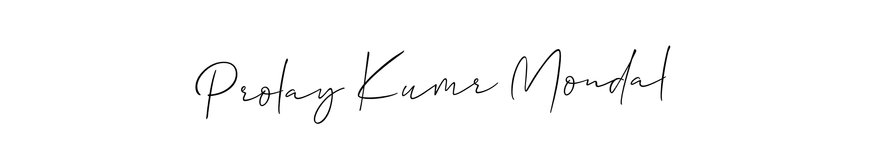 The best way (Allison_Script) to make a short signature is to pick only two or three words in your name. The name Prolay Kumr Mondal include a total of six letters. For converting this name. Prolay Kumr Mondal signature style 2 images and pictures png