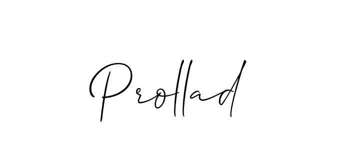 Use a signature maker to create a handwritten signature online. With this signature software, you can design (Allison_Script) your own signature for name Prollad. Prollad signature style 2 images and pictures png