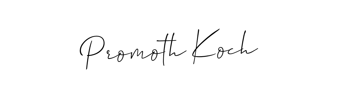 The best way (Allison_Script) to make a short signature is to pick only two or three words in your name. The name Promoth Koch include a total of six letters. For converting this name. Promoth Koch signature style 2 images and pictures png