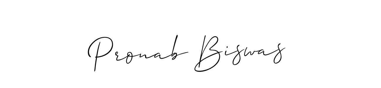 The best way (Allison_Script) to make a short signature is to pick only two or three words in your name. The name Pronab Biswas include a total of six letters. For converting this name. Pronab Biswas signature style 2 images and pictures png