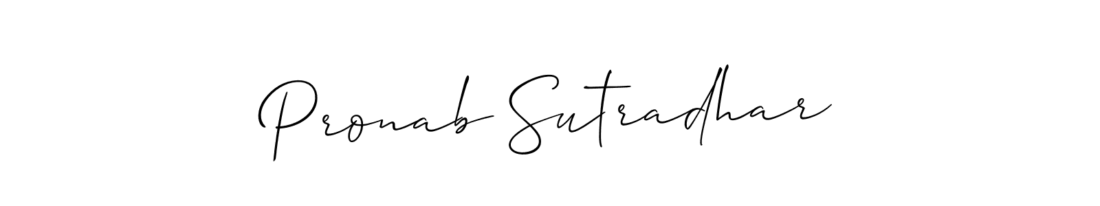 Use a signature maker to create a handwritten signature online. With this signature software, you can design (Allison_Script) your own signature for name Pronab Sutradhar. Pronab Sutradhar signature style 2 images and pictures png