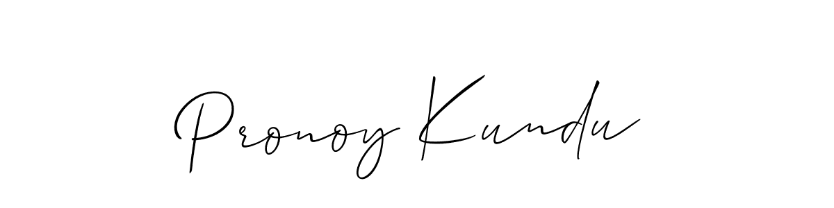 Similarly Allison_Script is the best handwritten signature design. Signature creator online .You can use it as an online autograph creator for name Pronoy Kundu. Pronoy Kundu signature style 2 images and pictures png
