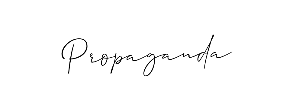 Make a beautiful signature design for name Propaganda. With this signature (Allison_Script) style, you can create a handwritten signature for free. Propaganda signature style 2 images and pictures png