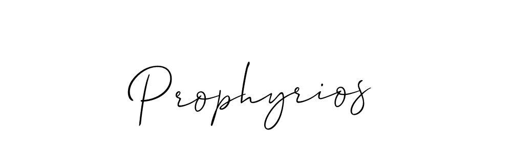 Make a beautiful signature design for name Prophyrios. With this signature (Allison_Script) style, you can create a handwritten signature for free. Prophyrios signature style 2 images and pictures png