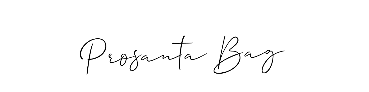 Allison_Script is a professional signature style that is perfect for those who want to add a touch of class to their signature. It is also a great choice for those who want to make their signature more unique. Get Prosanta Bag name to fancy signature for free. Prosanta Bag signature style 2 images and pictures png