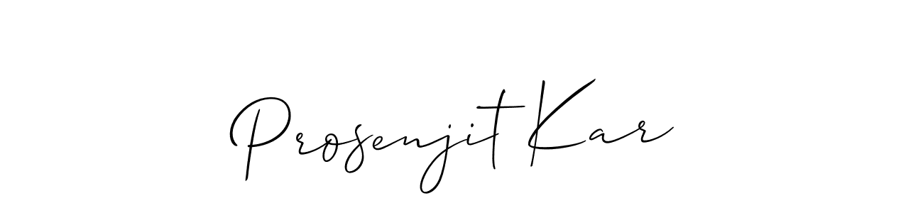 Make a beautiful signature design for name Prosenjit Kar. With this signature (Allison_Script) style, you can create a handwritten signature for free. Prosenjit Kar signature style 2 images and pictures png