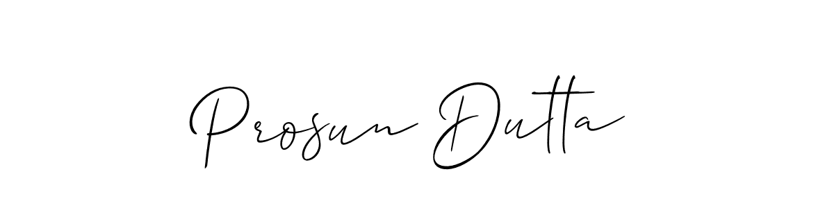 The best way (Allison_Script) to make a short signature is to pick only two or three words in your name. The name Prosun Dutta include a total of six letters. For converting this name. Prosun Dutta signature style 2 images and pictures png