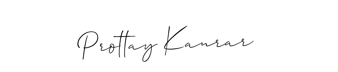 How to make Prottay Kanrar name signature. Use Allison_Script style for creating short signs online. This is the latest handwritten sign. Prottay Kanrar signature style 2 images and pictures png