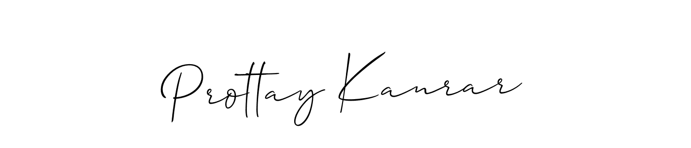 Make a beautiful signature design for name Prottay Kanrar. With this signature (Allison_Script) style, you can create a handwritten signature for free. Prottay Kanrar signature style 2 images and pictures png