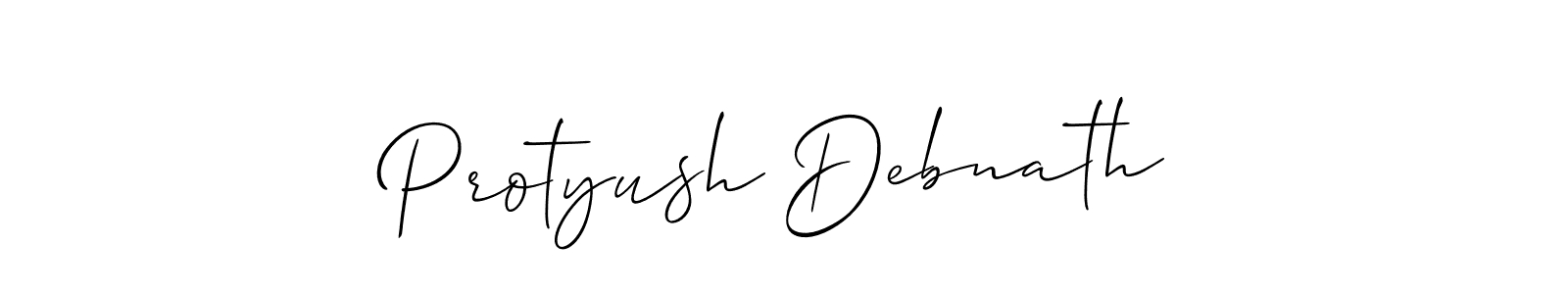 Also You can easily find your signature by using the search form. We will create Protyush Debnath name handwritten signature images for you free of cost using Allison_Script sign style. Protyush Debnath signature style 2 images and pictures png