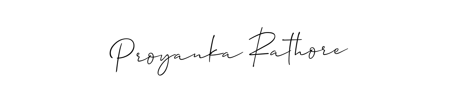 Also we have Proyanka Rathore name is the best signature style. Create professional handwritten signature collection using Allison_Script autograph style. Proyanka Rathore signature style 2 images and pictures png