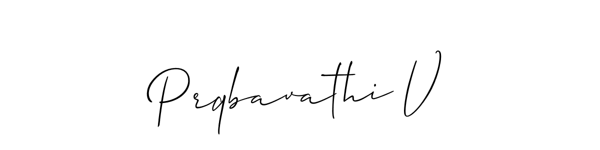 How to make Prqbavathi V name signature. Use Allison_Script style for creating short signs online. This is the latest handwritten sign. Prqbavathi V signature style 2 images and pictures png