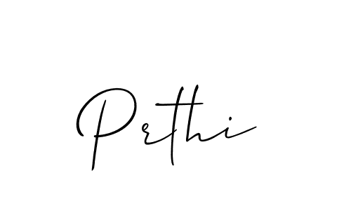 The best way (Allison_Script) to make a short signature is to pick only two or three words in your name. The name Prthi include a total of six letters. For converting this name. Prthi signature style 2 images and pictures png