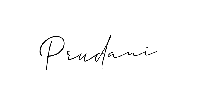 The best way (Allison_Script) to make a short signature is to pick only two or three words in your name. The name Prudani include a total of six letters. For converting this name. Prudani signature style 2 images and pictures png