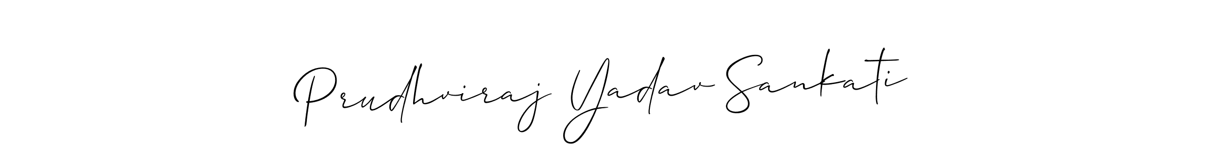 Allison_Script is a professional signature style that is perfect for those who want to add a touch of class to their signature. It is also a great choice for those who want to make their signature more unique. Get Prudhviraj Yadav Sankati name to fancy signature for free. Prudhviraj Yadav Sankati signature style 2 images and pictures png