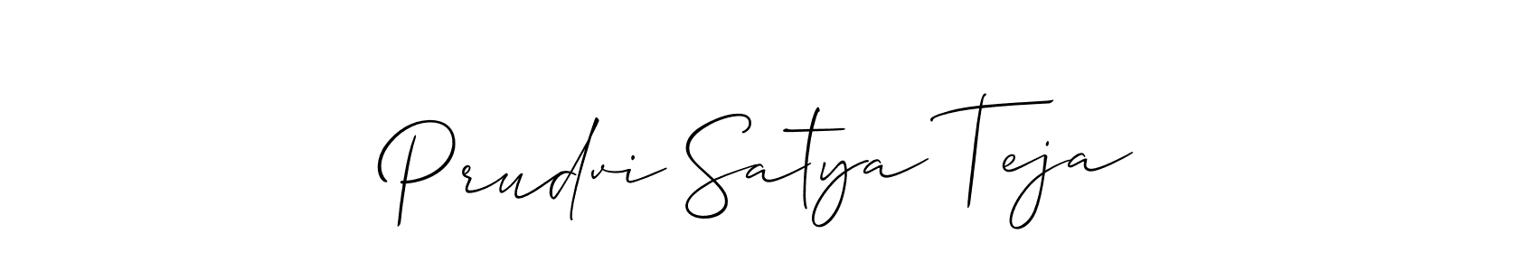 Also You can easily find your signature by using the search form. We will create Prudvi Satya Teja name handwritten signature images for you free of cost using Allison_Script sign style. Prudvi Satya Teja signature style 2 images and pictures png